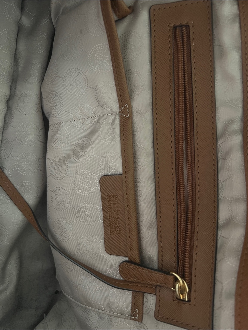Michael Kors Cognac Leather Tote with Gold Hardware - Picture 2 of 5